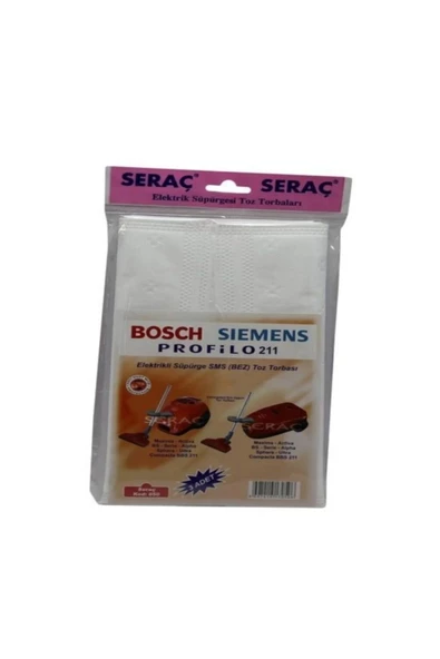 SERAC ELEKTRIK SUPURGESI TOZ TORBASI 3 LU BOSH/SIEMENS/PROFILO 050