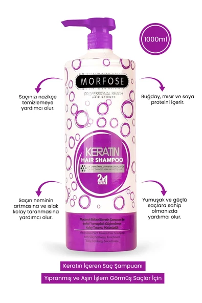 Morfose Şampuan Keratin 1000 ml 2in1 - 2