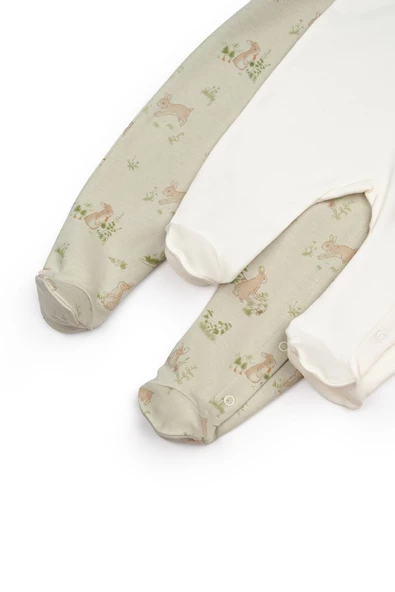 Bebek 2li Çıtçıtlı Tulum %100 Organik Pamuk, Bebek ve Yenidoğan Serisi - CSY5820 - 8