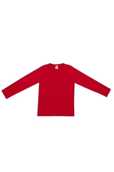 Mcrkids  Unisex Pamuklıu Bisiklet Yaka Basic Uzun Kollu Çocuk T-shirt
