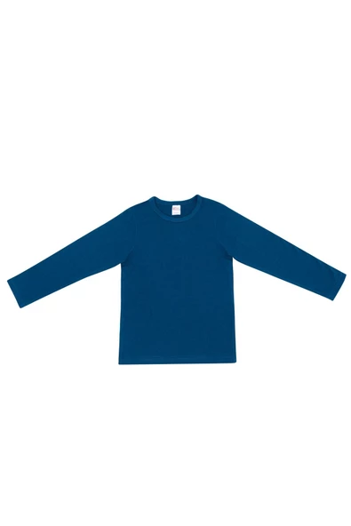 Mcrkids  Unisex Pamuklıu Bisiklet Yaka Basic Uzun Kollu Çocuk T-shirt