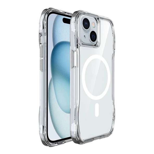 iPhone 15 Kapak Magsafe Şarj Özellikli Airbagli Şeffaf Redclick İncek Kapak - Resim 2