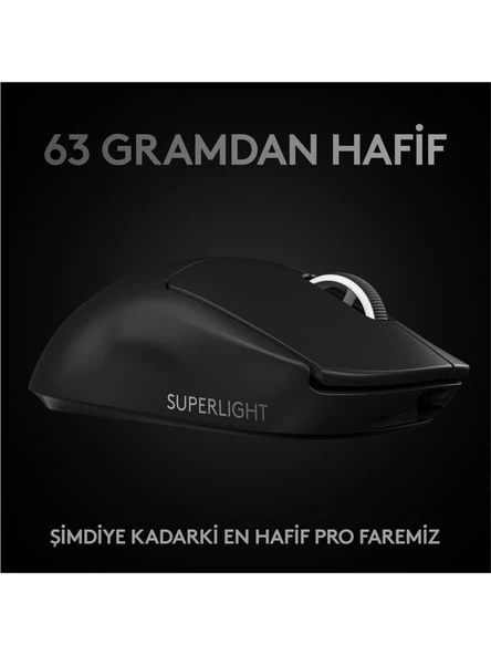 Logitech G PRO X Superlight 910-005881 Siyah Lightspeed Hero Şarjlı Optik Kablosuz Oyuncu Mouse - 3