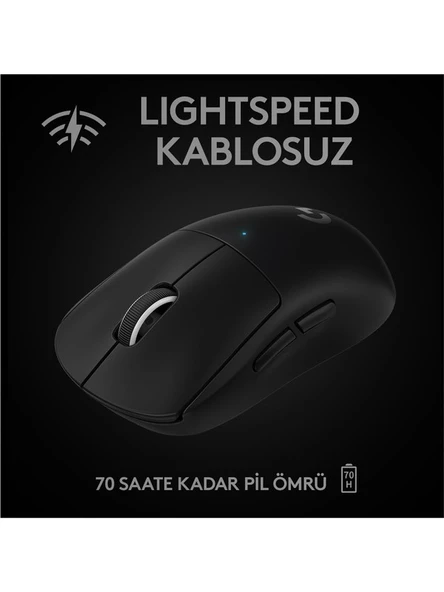 Logitech G PRO X Superlight 910-005881 Siyah Lightspeed Hero Şarjlı Optik Kablosuz Oyuncu Mouse