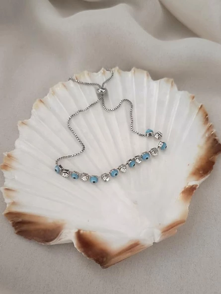 Bileklik Nazar Boncuklu Ayarlanabilir Kadın Bileklik Asansörlü Kötü Göz Kovucu Kadın Bileklik - Resim 2