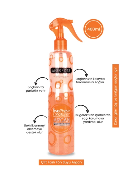Morfose Argan Içerikli Iki Fazlı Fön Suyu 400 Ml Turuncu - 2