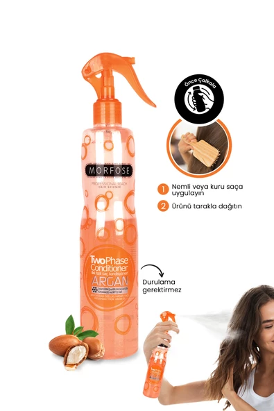 Morfose Argan Içerikli Iki Fazlı Fön Suyu 400 Ml Turuncu
