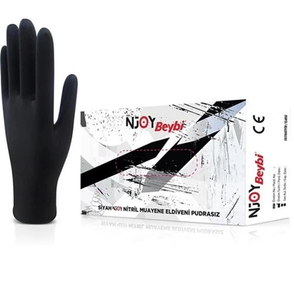 Beybi Muayene  Large Pudrasız Njoy Nitril Siyah Eldiven - Resim 2