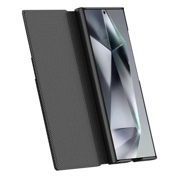 Galaxy S24 Ultra Kılıf Kamera Korumalı Karbon Tasarım Redclick Droga Standlı Kartlıklı Kapaklı Kılıf - Resim 5