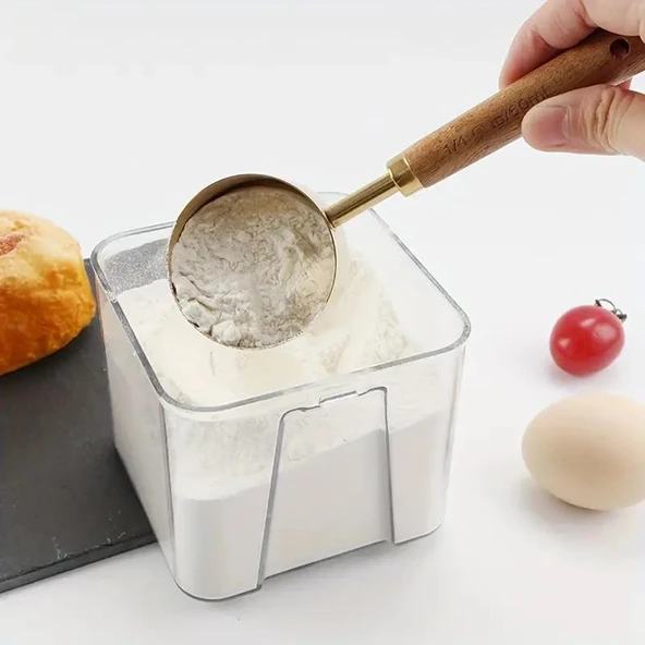 Valkyrie 4 Adet Büyük Boy Paslanmaz Çelik Ahşap Saplı Ölçü Kaşığı Seti Ölçü Kabı 60ml 80ml 125ml 250ml - 7