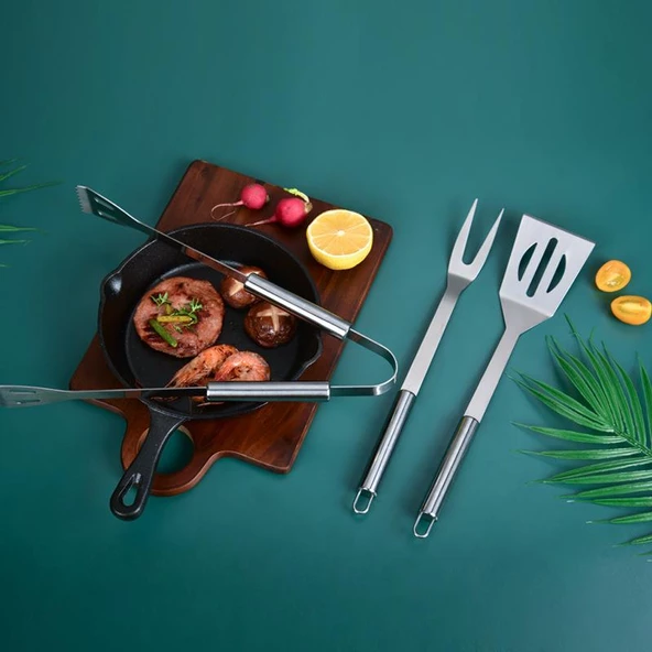 Valkyrie 7 Parça Çantalı Mangal Barbekü Maşa Spatula Seti Paslanmaz Çelik 1. Kalite - 2