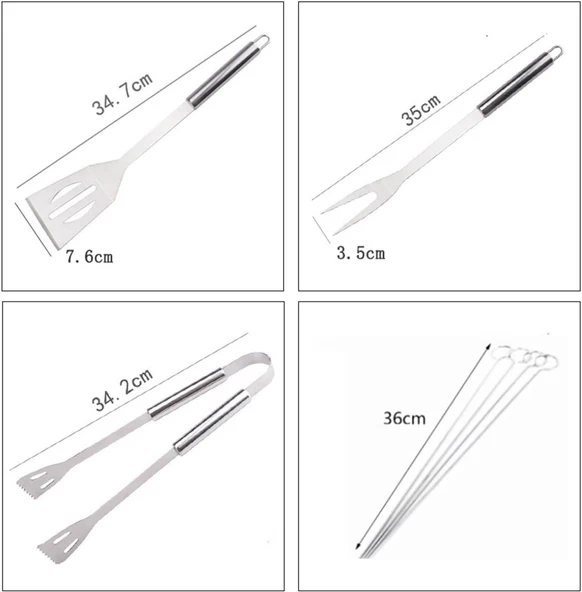 Valkyrie 7 Parça Çantalı Mangal Barbekü Maşa Spatula Seti Paslanmaz Çelik 1. Kalite - 4