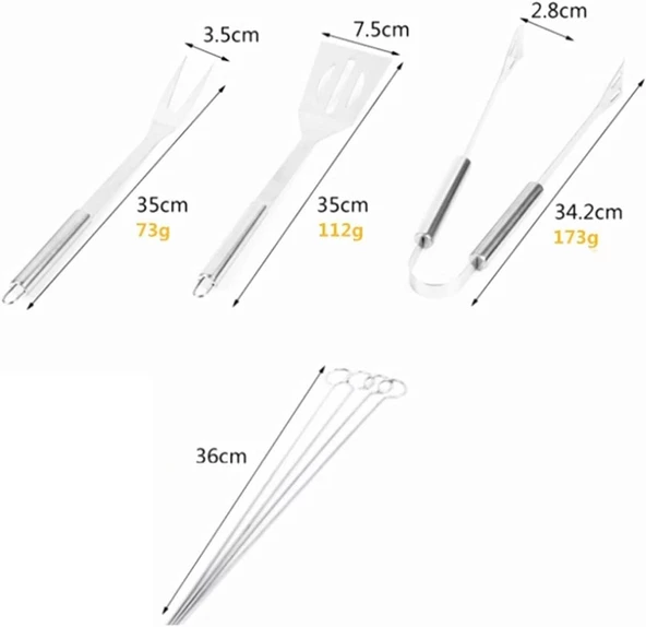 Valkyrie 7 Parça Çantalı Mangal Barbekü Maşa Spatula Seti Paslanmaz Çelik 1. Kalite - 6