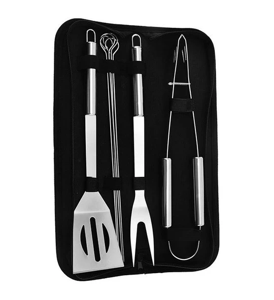 Valkyrie 7 Parça Çantalı Mangal Barbekü Maşa Spatula Seti Paslanmaz Çelik 1. Kalite - 9