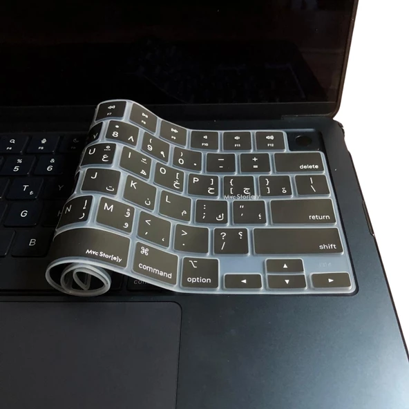 Arapça Klavye Koruyucu US Macbook Air-Pro M1-M2-M3-M4 (TouchID'li) A2681 A3113 A2941 A3114 A2442 A2779 A2992 A2918 A2485 A2780 A2991 ile Uyumlu - 5