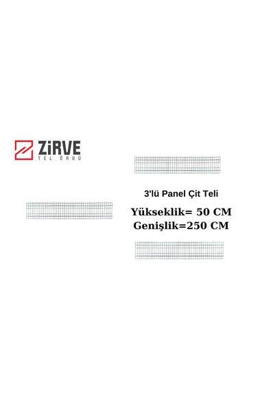 Zirve Tel Örgü 3'lü Panel Çit Teli 50 CM x 250 CM (7,5 Metre)