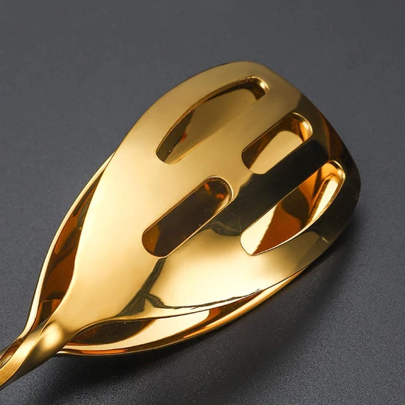 Valkyrie Paslanmaz Çelik Makas Maşa Servis Maşası Büfe Barbekü Tatlı Et Ekmek Kek Sebze Maşası Altın - 2