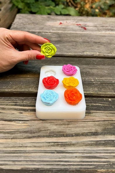 Gül Açmış Altılı Silikon Mum Kalıbı - Resim 5