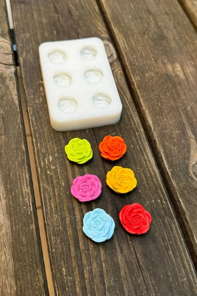 Gül Açmış Altılı Silikon Mum Kalıbı ürün görseli