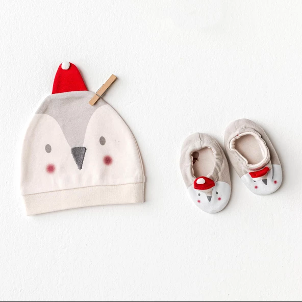 Bebek Şapka Patik Takım Hat Bootie Set Penguin AC25348
