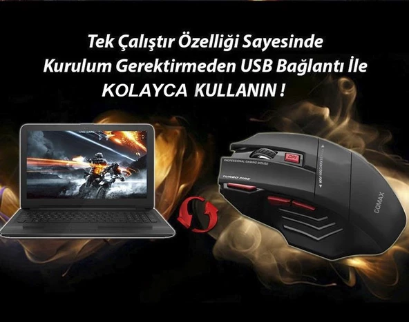 Gomax M3 Led Aydınlatmalı Optik Kablolu Oyuncu Mouse 3200Dpi - 7