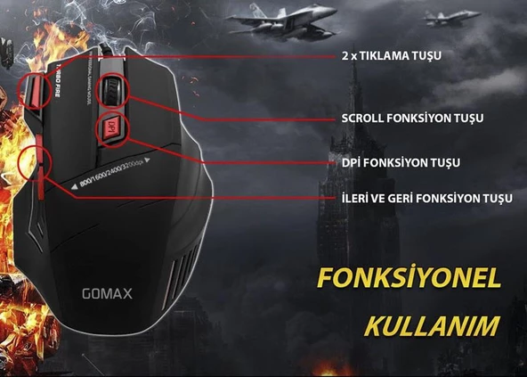 Gomax M3 Led Aydınlatmalı Optik Kablolu Oyuncu Mouse 3200Dpi - 6