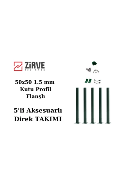 Zirve Tel Örgü 50 cm Panel Çit Direği Aksesuarlı (5 Adet)