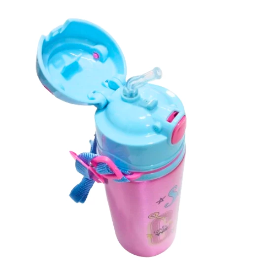 600 ml alüminyum suluk pipetli boyun askılı pembe - 2
