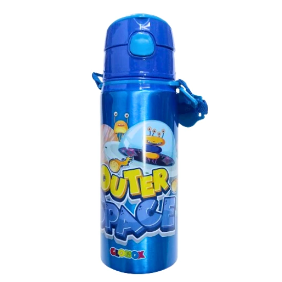 600 ml alüminyum suluk pipetli boyun askılı mavi