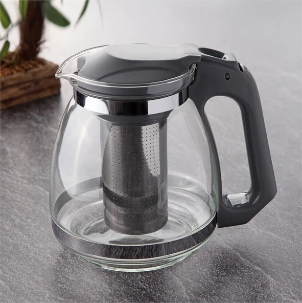 Tohana Süzgeçli Cam Demlik 1500 ML Siyah THN81502