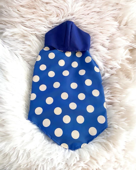 Mega Dots Blue Köpek Kapşonlu Yağmurluk Orta ve Büyük Irklar İçin - 4