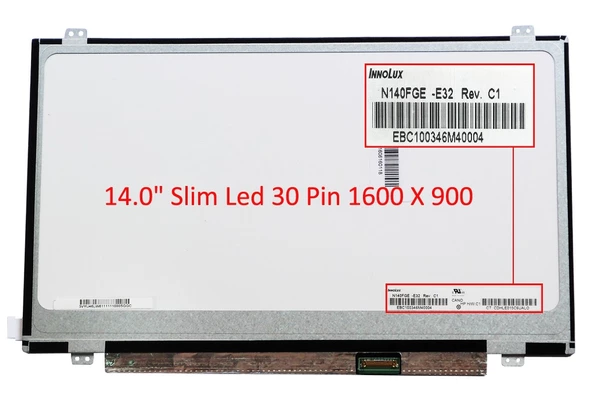 LP140WD2(TP)(B1), LP140WD2-TPB1 Notebook Slim Led Lcd Ekran Panel (1600*900)
