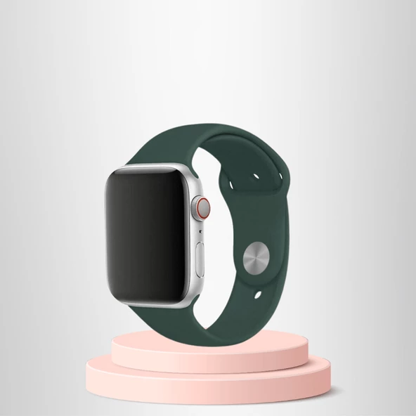 Apple Watch  ultra Silikon Kordon 42-44-45-49 Mm/L Uyumlu KOYU YEŞİL