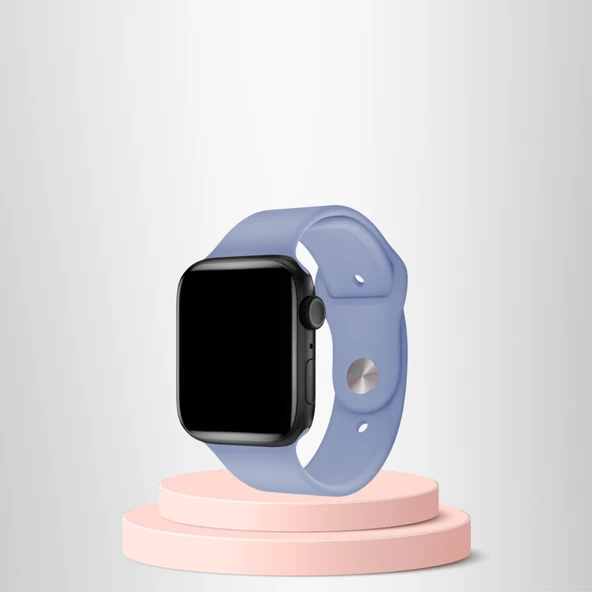 Apple Watch 42 44 45mm/S  A Kalite Kordon Kayış Bileklik Klasik Kaliteli Silikon Kordon KRİSTAL MAVİSİ