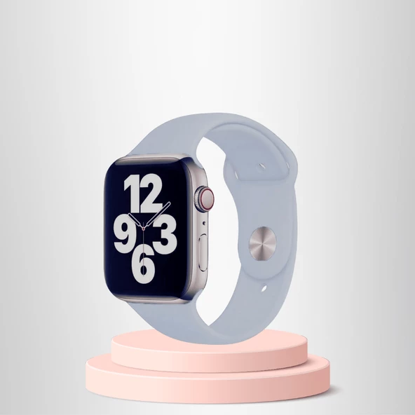 Apple Watch  ultra Silikon Kordon 42-44-45-49 Mm/L Uyumlu BUZ MAVİSİ