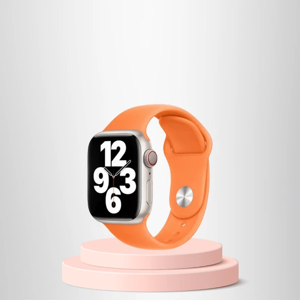 Apple Watch  ultra Silikon Kordon 42-44-45-49 Mm/L Uyumlu TURUNCU