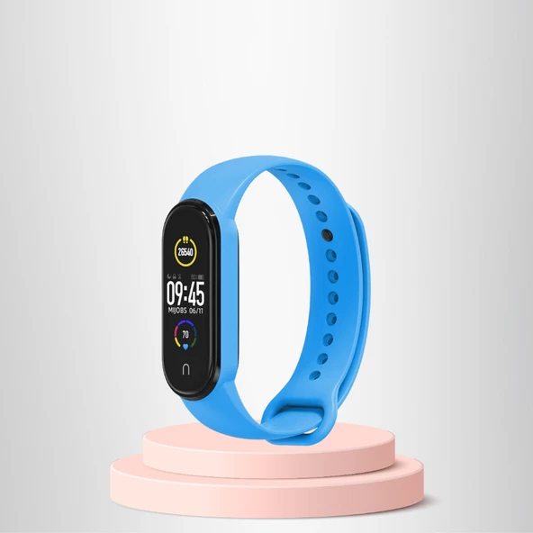 Mi Band 3-4 Uyumlu  Silikon Kordon M3-M4 Uyumlu MAVİ