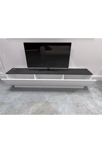 DECOMECH Dolce Tv Sehpası Kapaklı Tv-unitesi 180 Cm Antrasit-beyaz - Resim 4