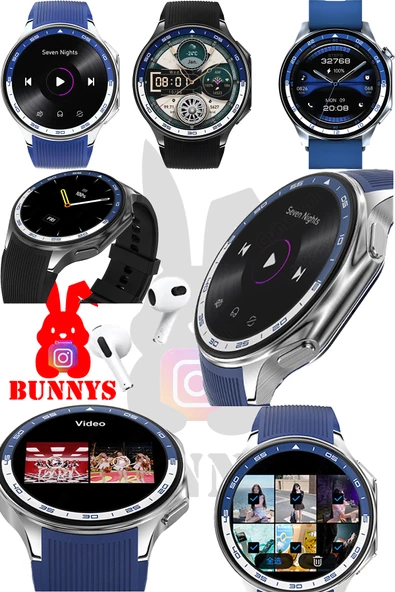 Bunnys Apple iPhone 11 Pro Max Uyumlu Akıllı Saat Konuşma Özellikli Metal Kordon Hediyeli - 3