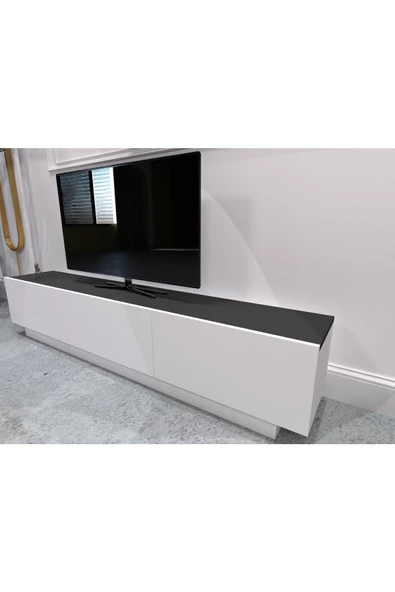 DECOMECH Dolce Tv Sehpası Kapaklı Tv-unitesi 180 Cm Antrasit-beyaz - Resim 3