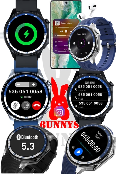 Bunnys Oppo A52 Uyumlu Akıllı Saat Konuşma Özellikli Metal Kordon Hediyeli - 4