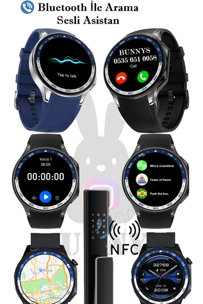 Bunnys Poco X4 GT Uyumlu Akıllı Saat Konuşma Özellikli Metal Kordon Hediyeli - Resim 2