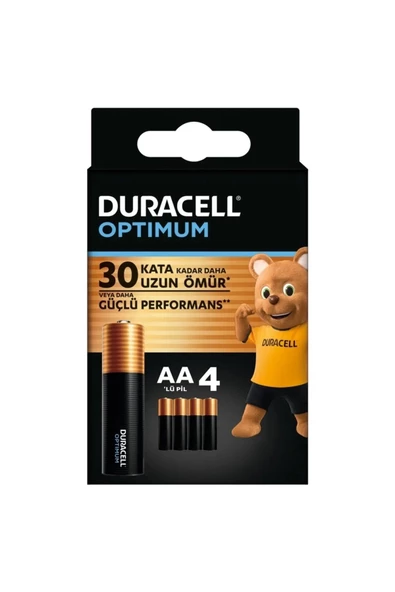 Duracell Optimum AA Alkalin Kalem Pil Saat Kumanda Oyunca Elektronik Cihaz Pili 4’lü paket