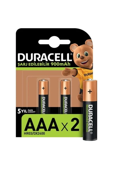 Duracell Şarj Edilebilir Turbo Aaa Kalem Piller, 2 Adet 900 Mah Pil