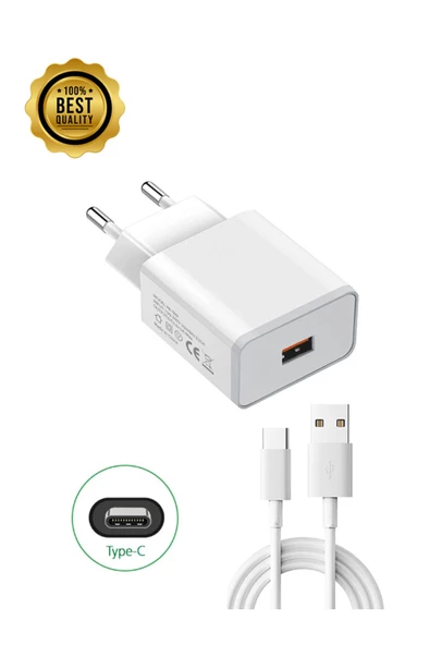 giyitec Samsung Galaxy M32 5G M40 M42 Uyumlu 18W Hızlı Şarj Aleti Qualcomm Quick Charger 3.4A USB To Type-C