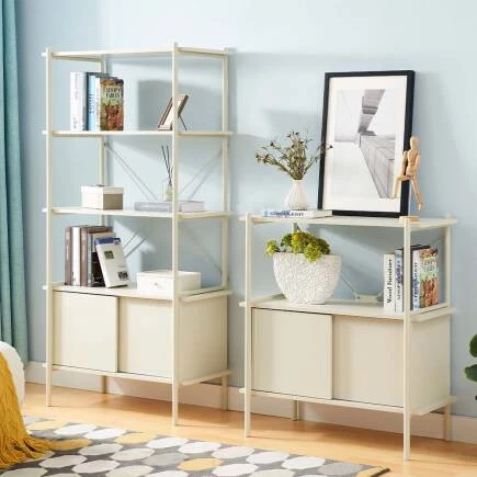 Retro 3 Raflı Metal Kitaplık-Vizon 80x163x40 cm - 2
