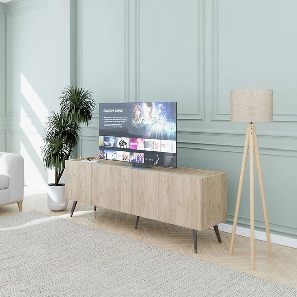 Luna 4 Kapaklı TV Ünitesi-Florida Meşe 180x63x42 cm - 11