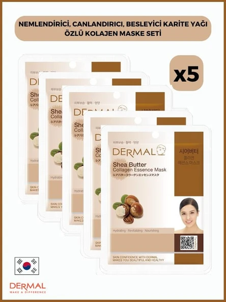Dermal Nemlendirici, Canlandırıcı, Besleyici Karite Yağı Özlü Kolajen Maske 23 Gr 5 Adet ürün görseli 1