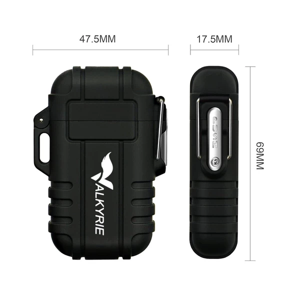 Valkyrie Su Geçirmez Şarjlı USB Çakmak Çift Ark Gazsız Plazma Elektrikli Alevsiz Çakmak Siyah - 4