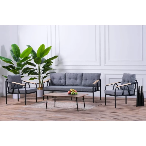 Pimango Piangel Bahçe Ve Balkon Mobilyası 3+1+1 Sehpalı